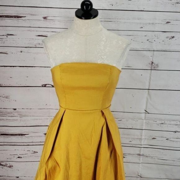 Haoduoyi gold strapless small‎ pocket fitted flare party dance dress - Picture 6 of 8